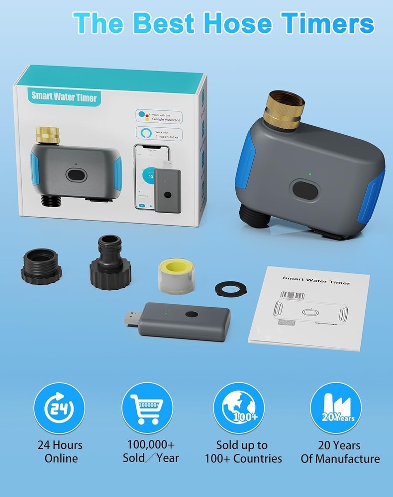 Smartale WiFi Smart Sprinkler Timer Controller works with Google Assist/Alexa
