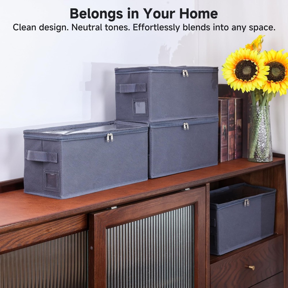 2 PCS Gray Stackable CD Holder Storage Case Box Organizer Lid Handle Clear