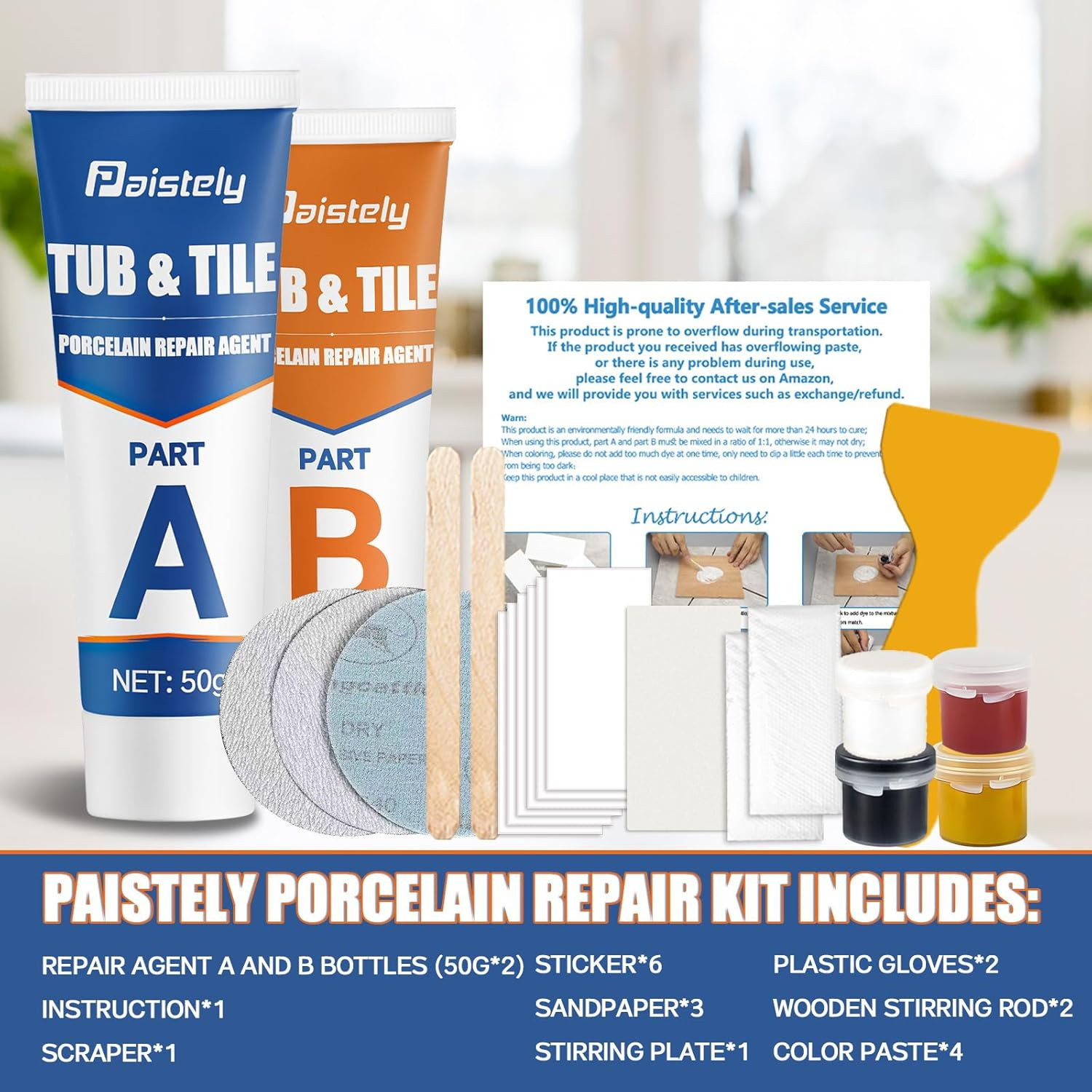 Porcelain Repair Kit, Waterproof Fiberglass Tub Repair Kits, Strong Tile Repair