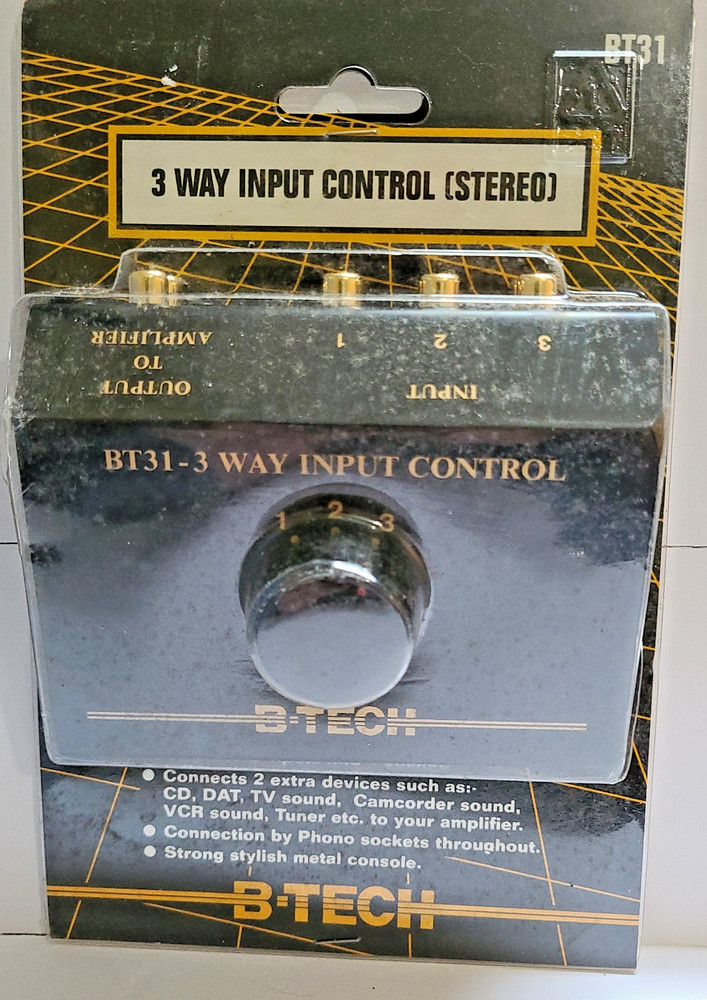 B TECH - 3 Way Input Control Switch - Stereo - BT31, New Old Stock