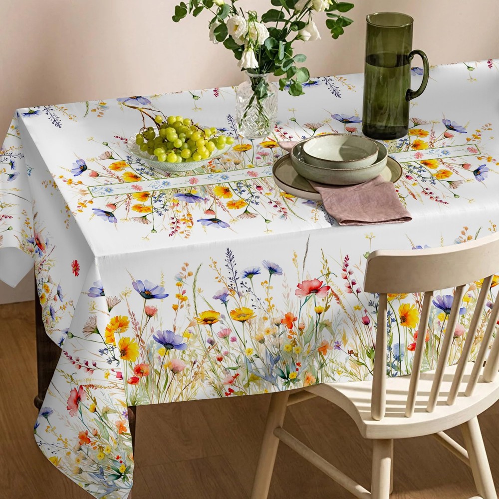 Spring Tablecloth 60x84 Inch for Rectangle Tables - Blooming Flower Spring De...