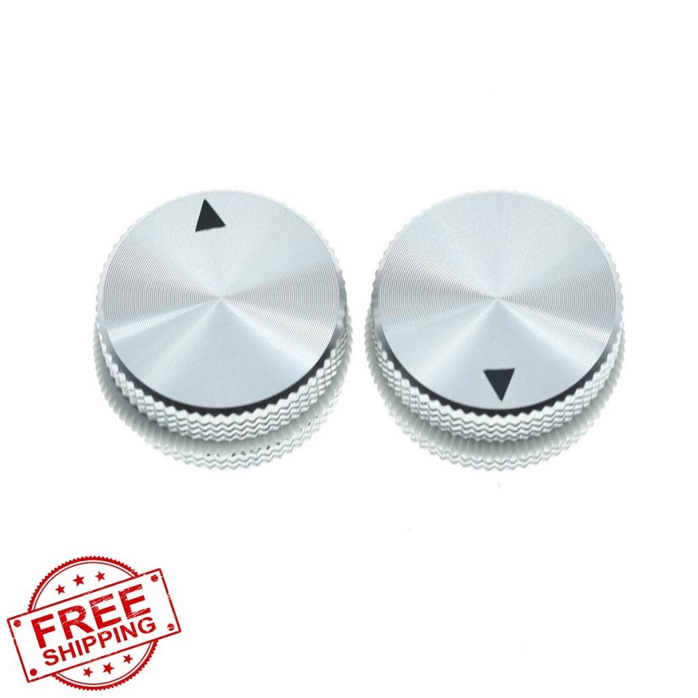 KAISH 2pc 25mm Aluminum Potentiometer Knobs 1/4" Silver