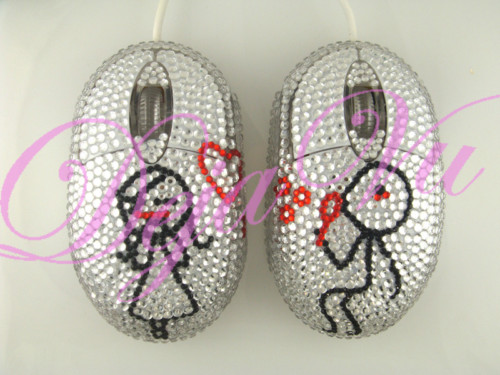 CRYSTAL COUPLE VALENTINE USB OPTICAL COMPUTER MOUSE