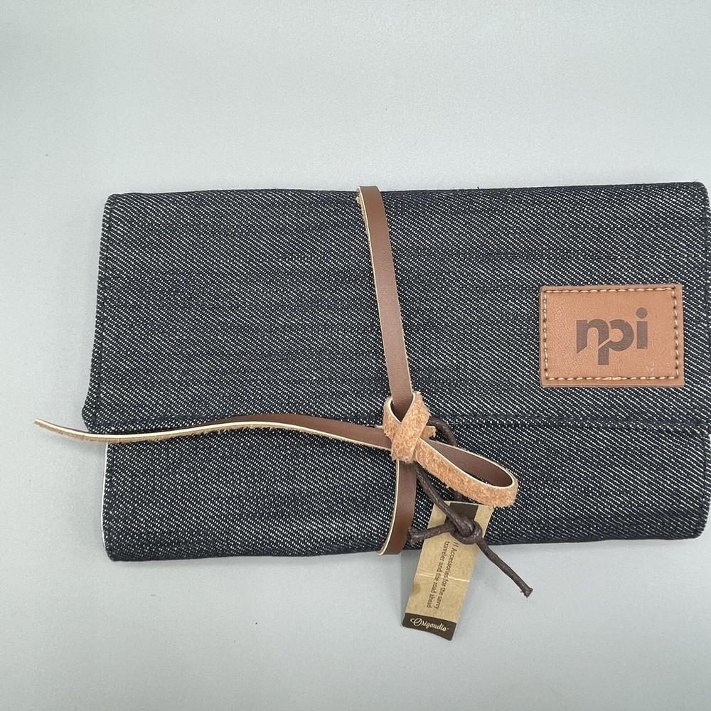 Origaudio Denim Collection Tech Organizer School Folder Flexible Brown Straps