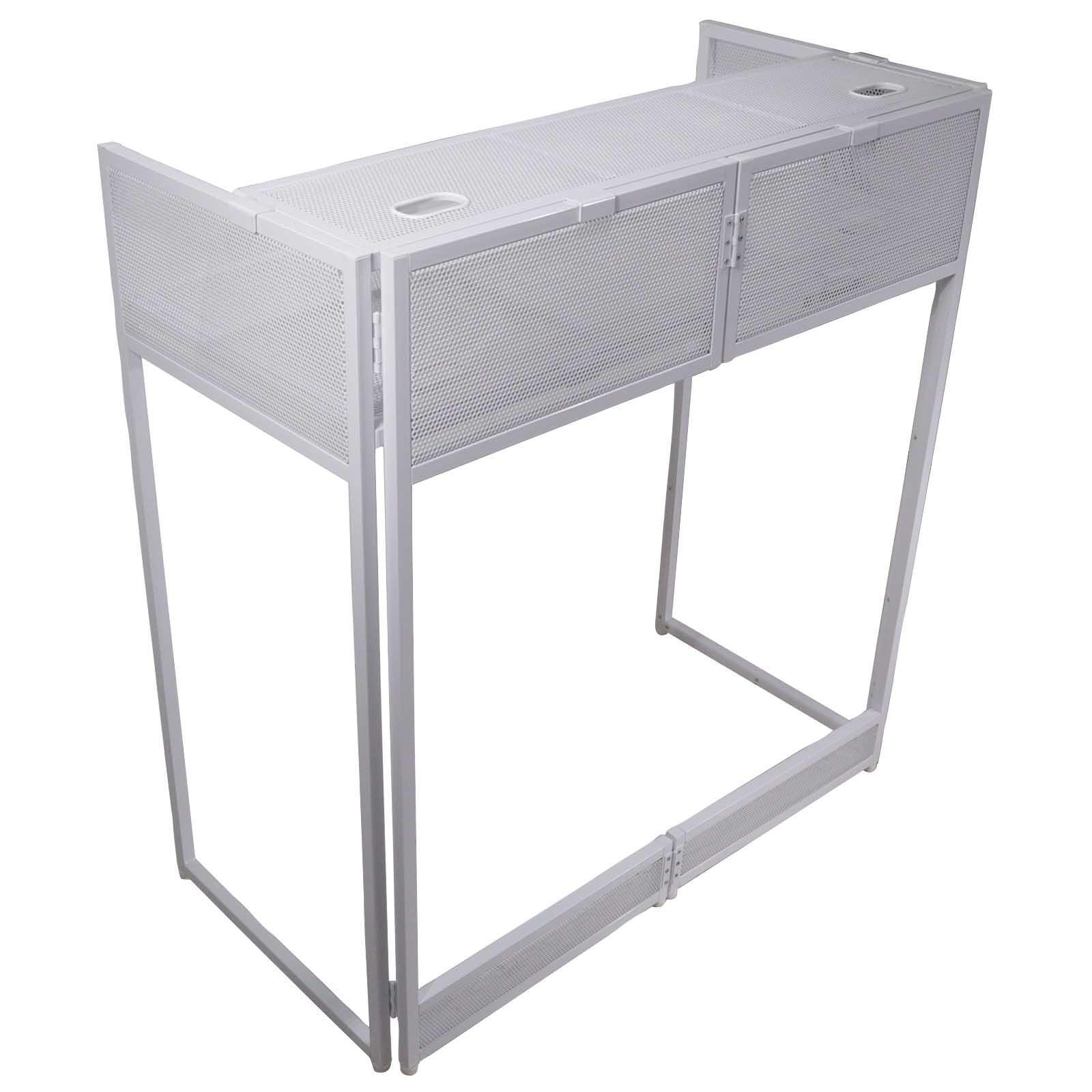 ProX XF-VISTA WH White Portable DJ Booth Facade Table Station w Scrim & Bag