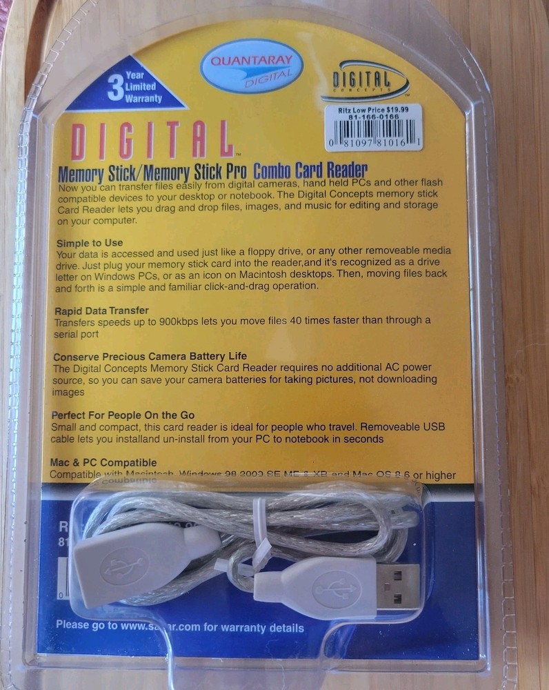 Quantaray USB 2.0 Memory Stick Pro Card Reader Writer New Sealed