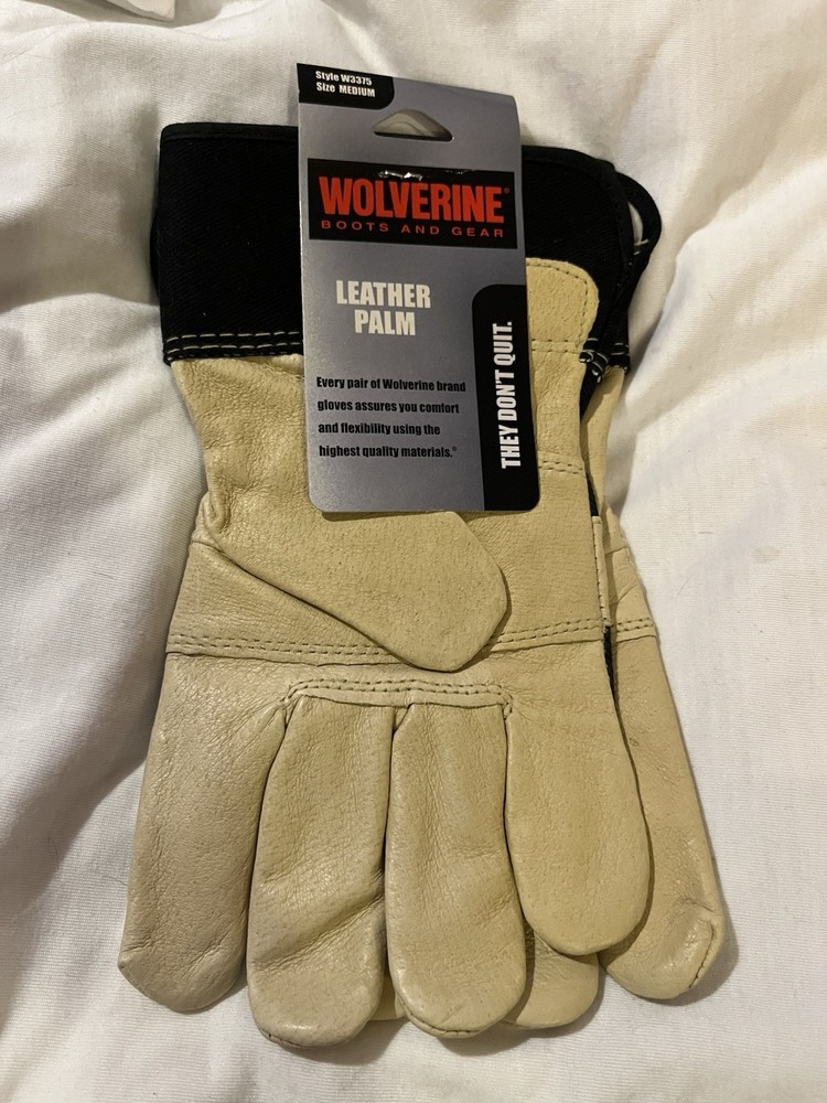 Wolverine Work Gloves Size Medium Construction Carpentry Leather Palm Patch NEW