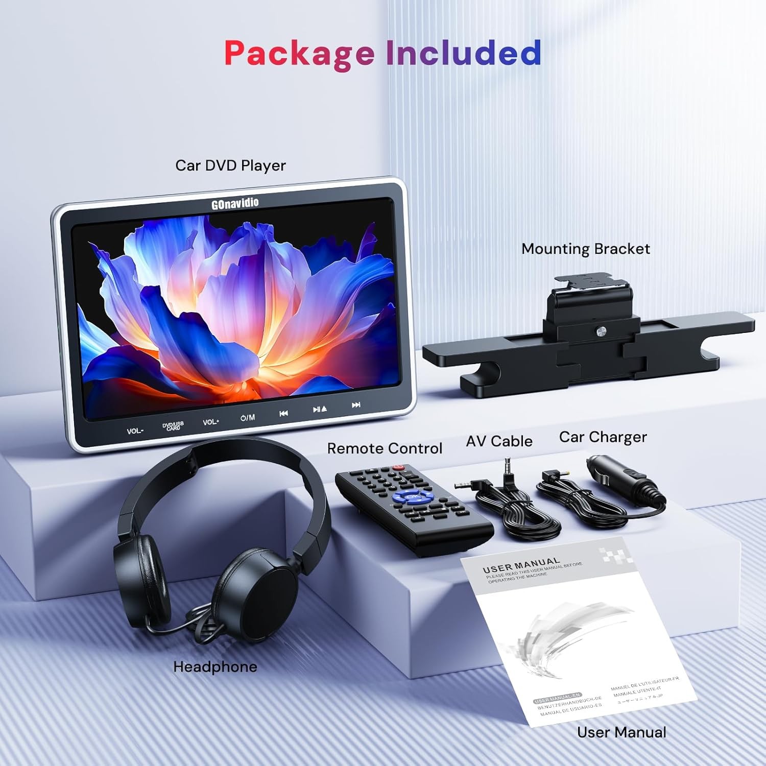 10.1" Car Headrest DVD Player Rear-Seat Monitor TV HDMI USB SD AV-IN/OUT Headset