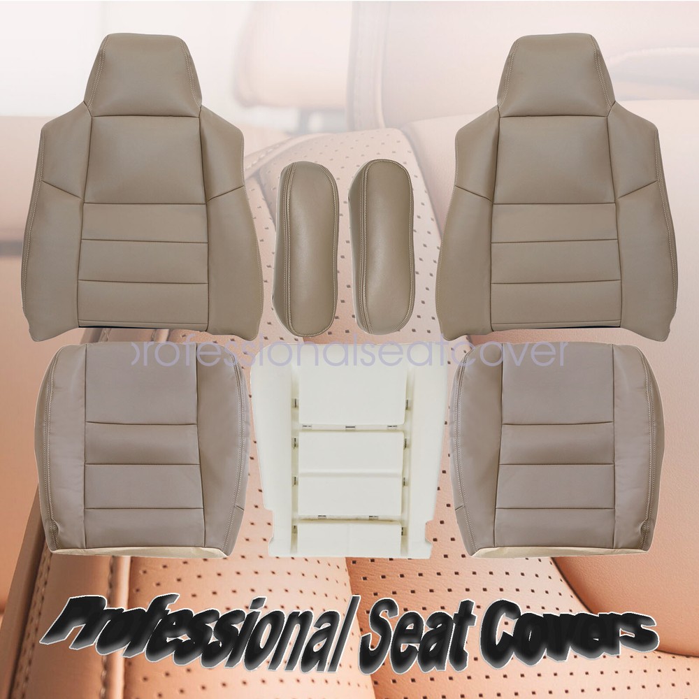 7 x For 2002-2005 Ford Excursion Front Both Side Leather Cover Tan & Driver Foam