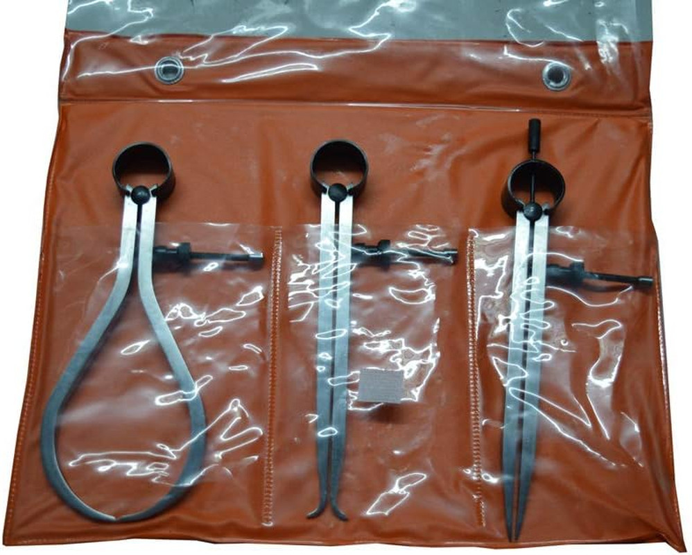 New Spring Caliper Square Leg 6" / 150Mm - 3 Piece Set Inside/Outside Divider -