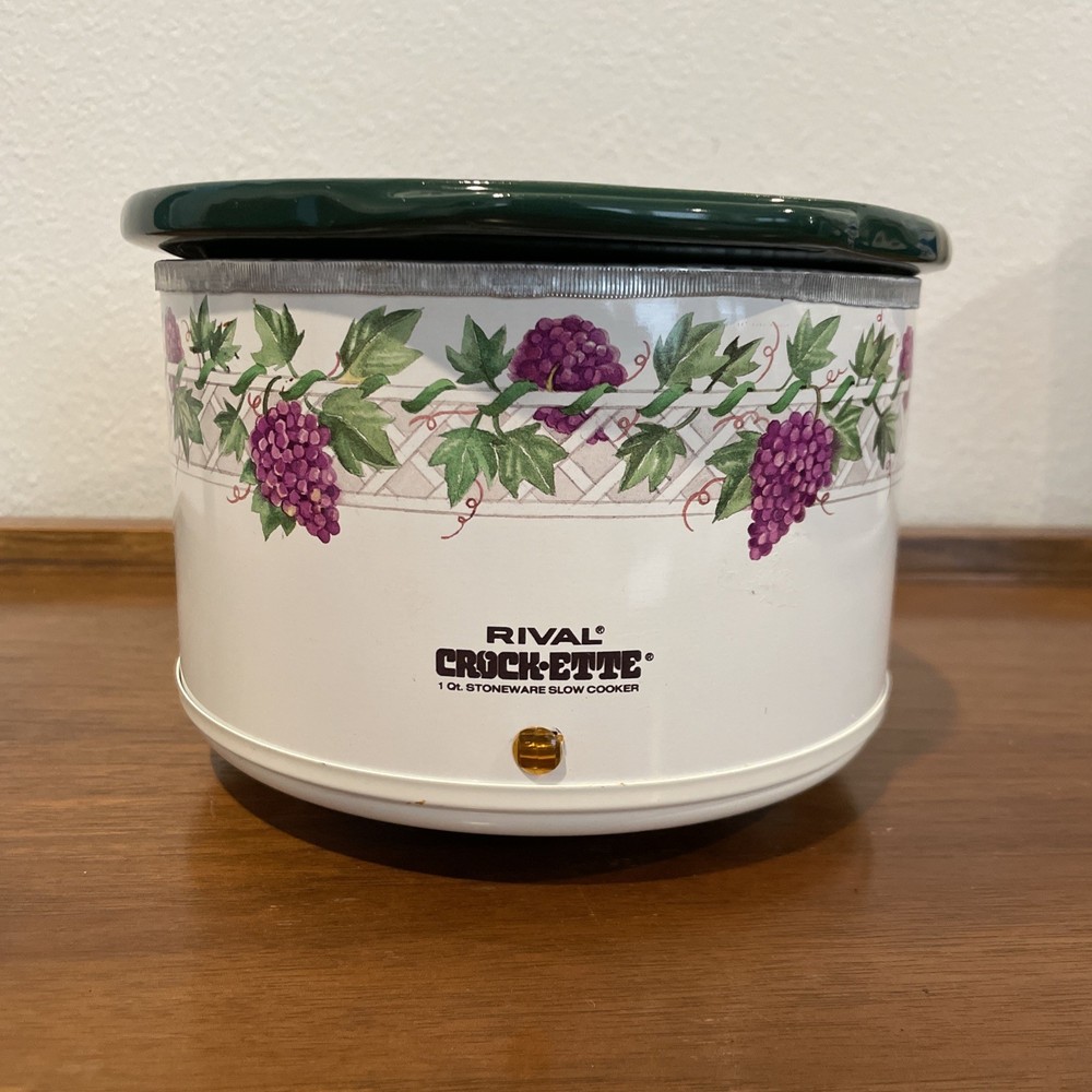 Vintage Rival Crock-Ette Grape Patterns Quart Slow-Cooker