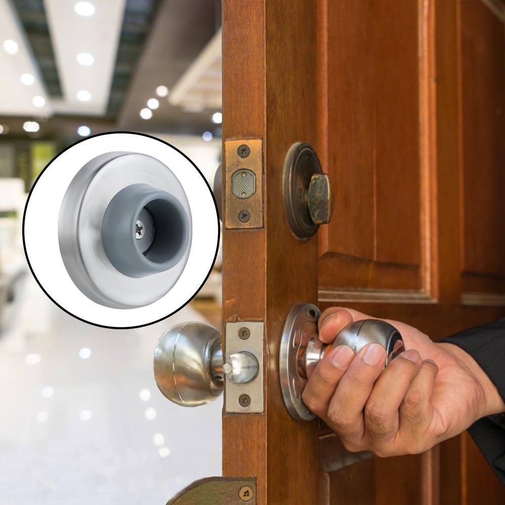 6pcs Concave Wall Door Stopper Bumper Stop Mount Protector Gray