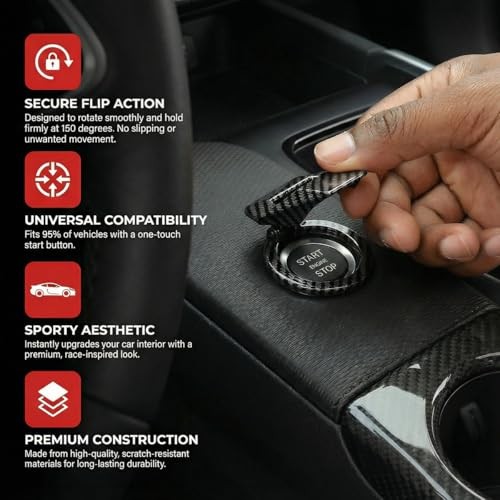 Car Push Start Button Cover, Vehicle Engine Start Stop Button Carbon Fibre