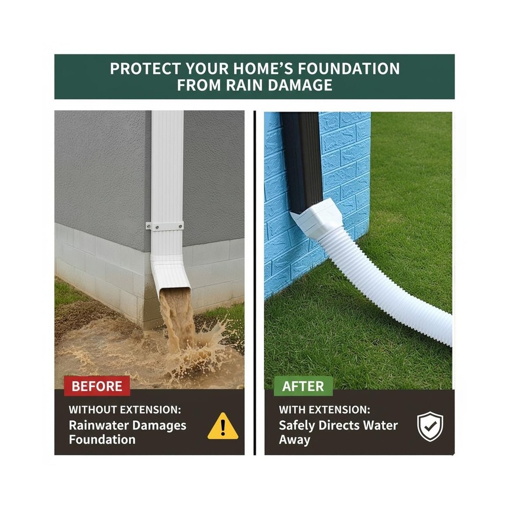 1 Pack White-Rain Gutter Downspout Extensions, Gutter Extender for Rainwater ...