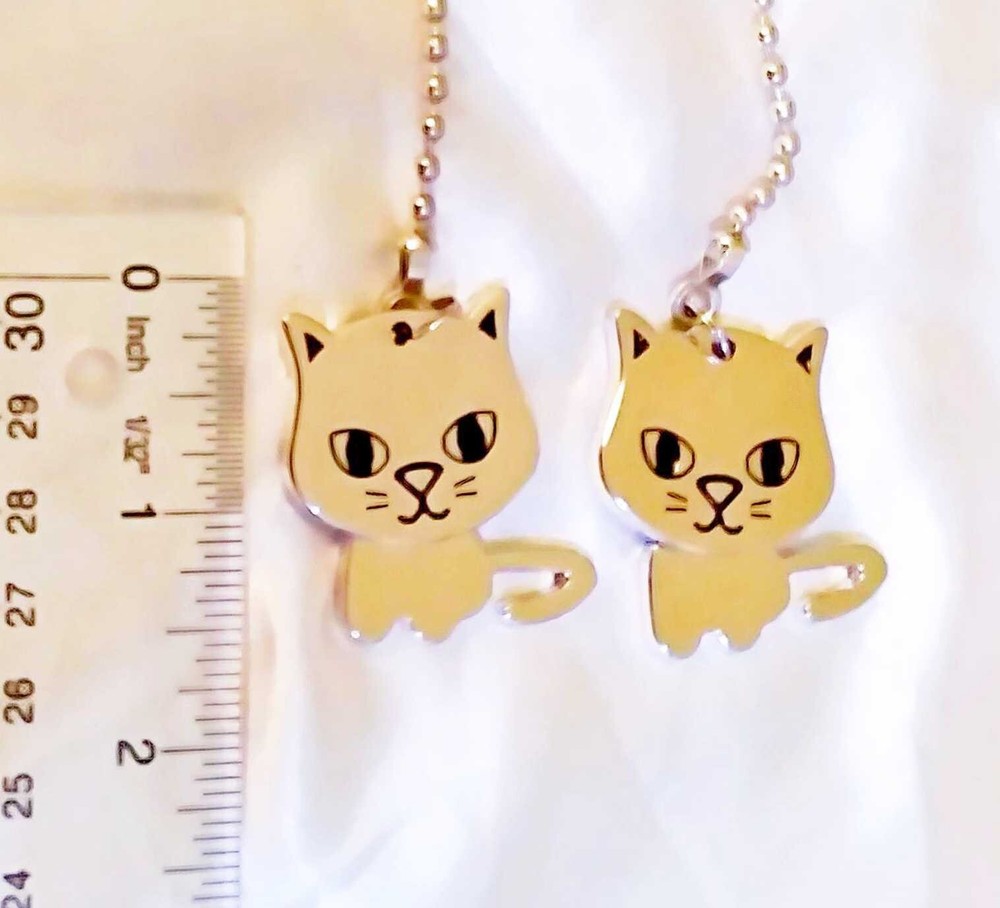 Set of Two ~ Cats Animal Small Metal ~ Ceiling Fan Pulls