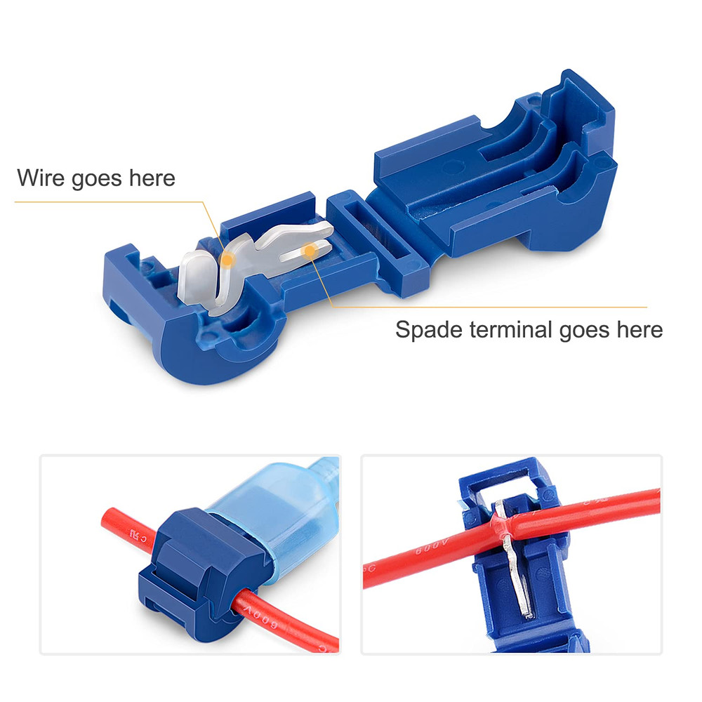 60pcs T-Taps Wire Connectors Quick Splice Terminals Insulated Crimp Cable