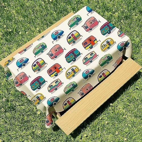 DPLin Camping Tablecloth Waterproof 108" x 54" (Rectangular) Retro Vinyl