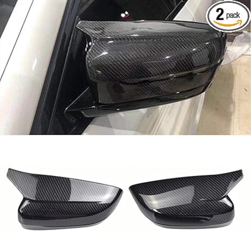 FOR 17-22 BMW G30 G20 G11 G12 M STYLE CARBON FIBER SIDE MIRROR COVER CAPS ADD-ON