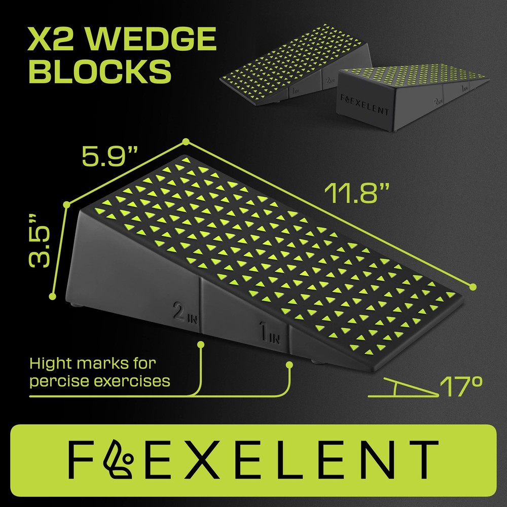 Flexelent Squat Wedge Block Pair - Heel Elevated Squat Wedge for Deeper Squats,