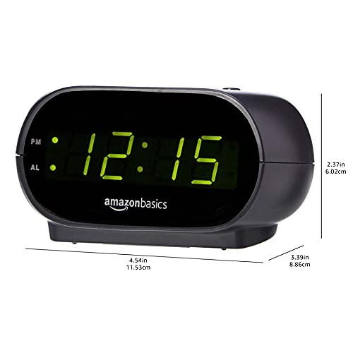 Amazon Basics Small Digital Oval Alarm Clock with LED Display, Small, Black