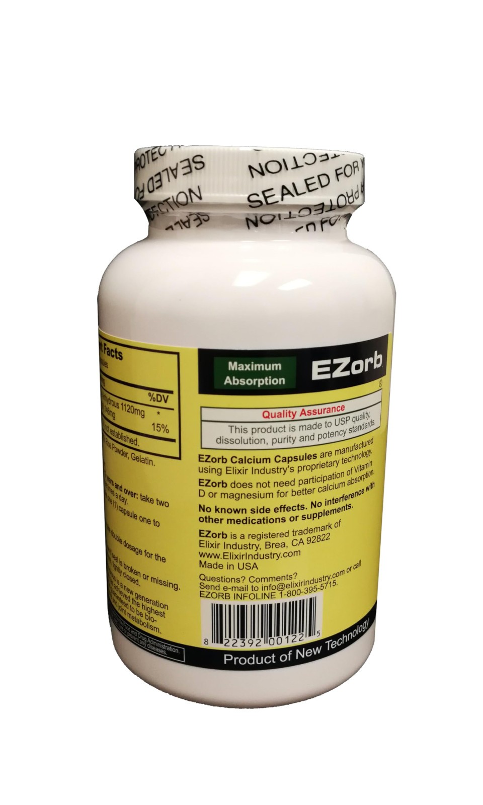 Ezorb Calcium Capsules for Bone Joint and Muscle Health - 180 Count