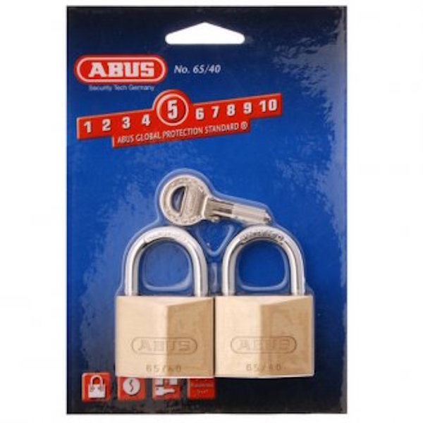 ABUS Solid Brass Padlock-x 2 KEYED ALIKE Abus Padlocks Free Postage-6540TWINSC