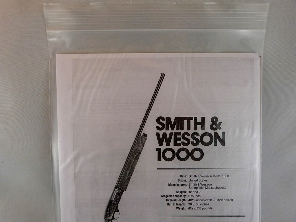 SMITH & WESSON MODEL 1000 SHOTGUN BREAK DOWN INSTRUCTION KIT