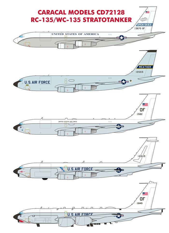 Caracal 1/72 decal CD72128 - USAF C-135 Recon Variants (pls see description)