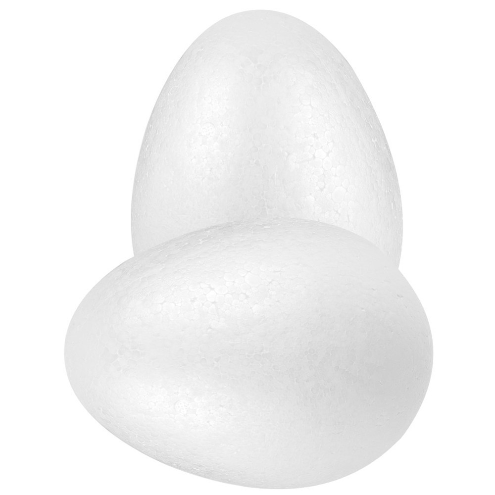 2Pcs White Foam Egg Shapes Ornaments 20cm Polystyrene Decoration