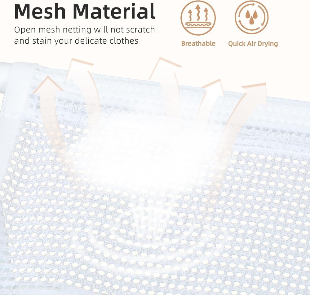 "5-Tier Foldable Mesh Sweater Drying Rack, Stackable Clothes Dryer – White"