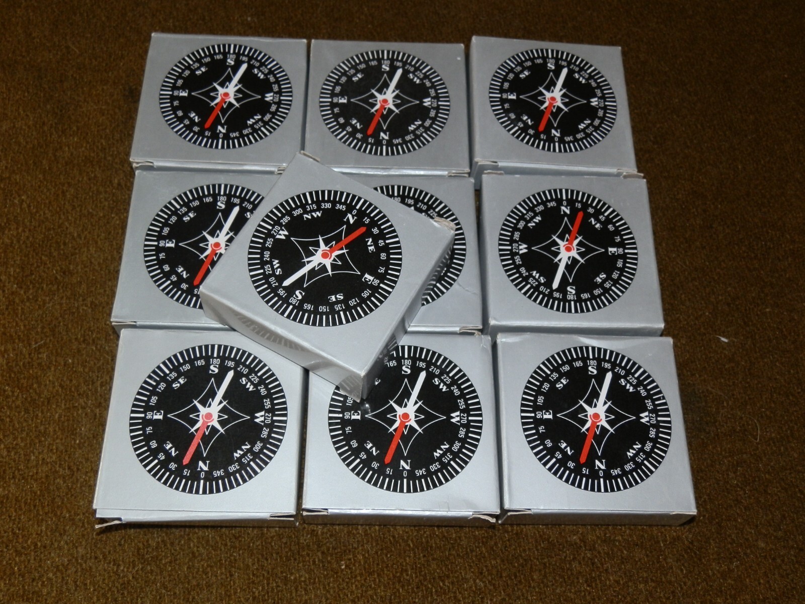 Lot Of Ten 2" Diameter Black Plastic Compass (es)