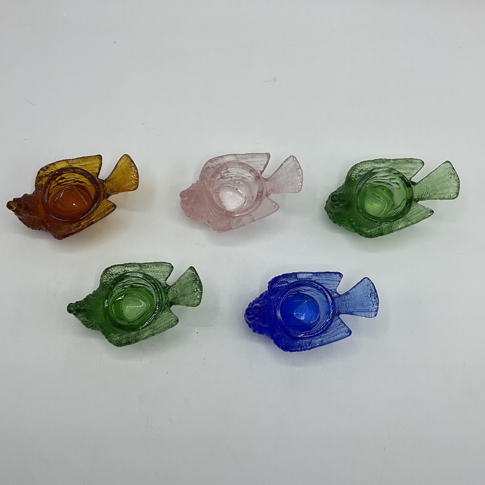 5 Degenhart Glass Bird Berry Open Salt Dip Cellar Candleholder Whimsy Trinket