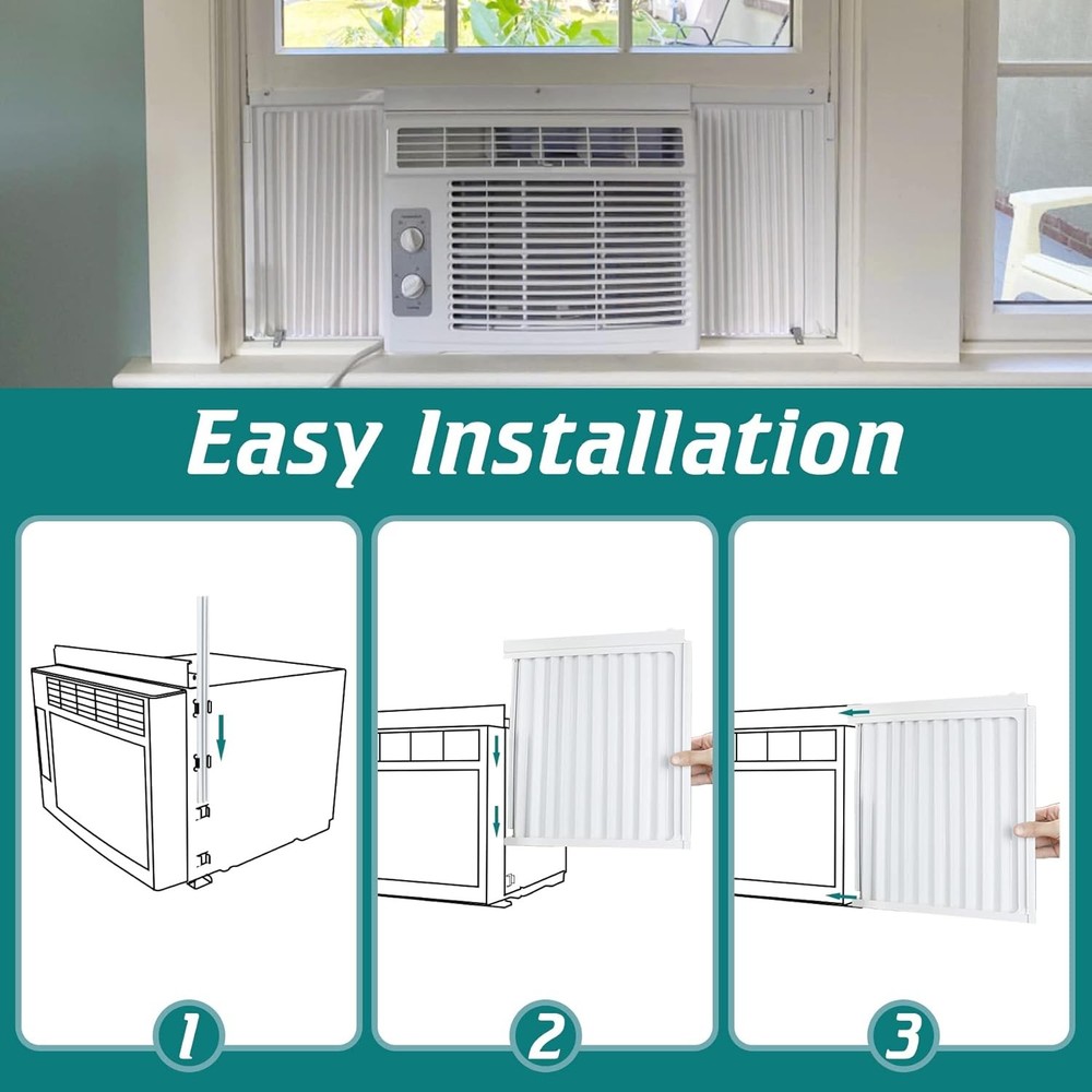 Window Air Conditioner Side Panels Curtain Kit with Frame Window AC Insulation