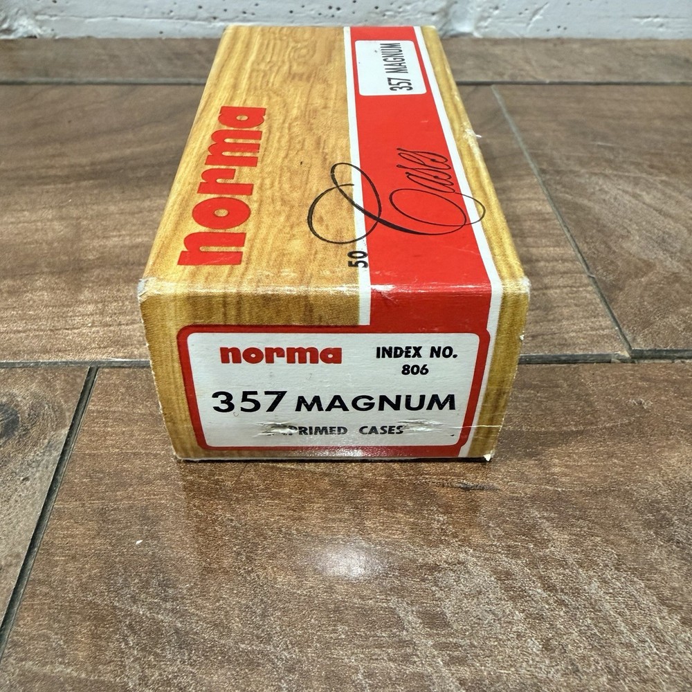 Vintage Norma .357 Magnum EMPTY Ammo Box w/ Insert & Handloader Notes