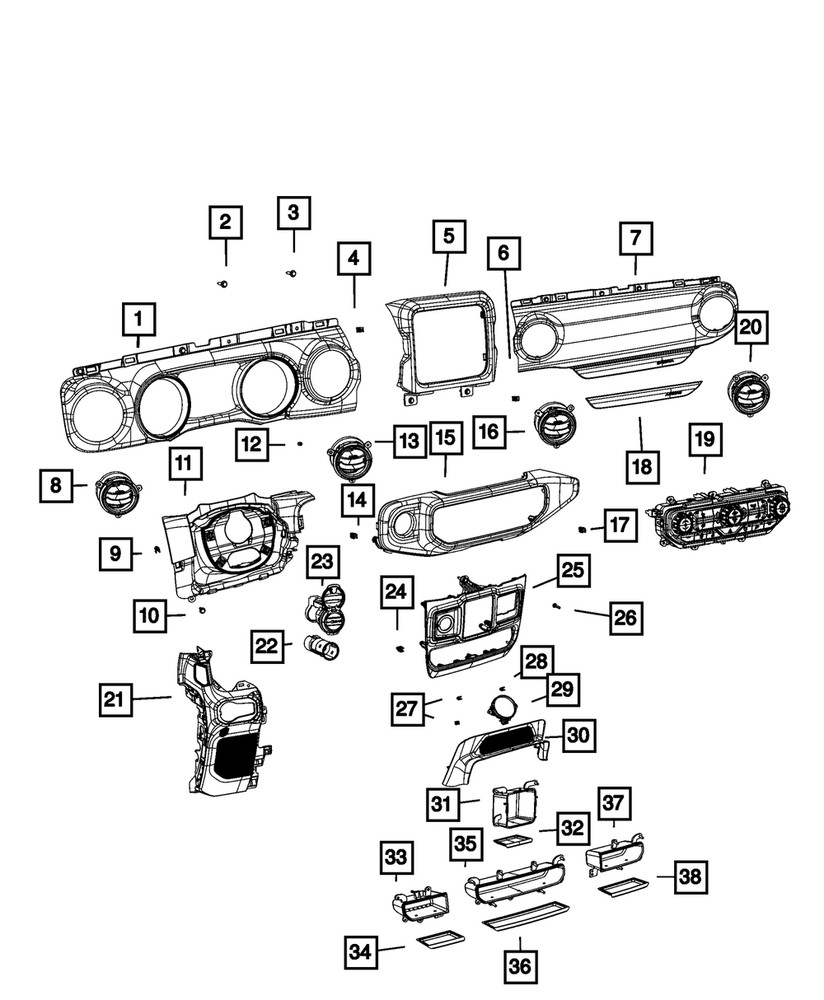 Genuine MOPAR Instrument Panel Bezel 6CB71TX7AF