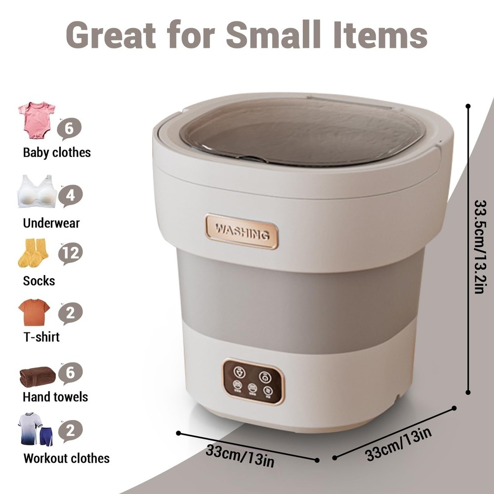 Portable Washing Machine 12L Fully Automatic 3 Modes Collapsible Compact Garvee