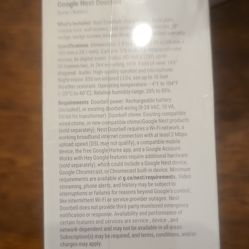 Google Nest Doorbell Battery (Snow)