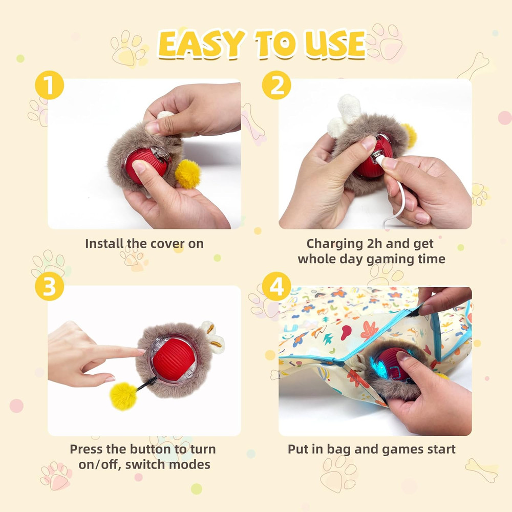 Interactive Cat Toys, Fast Rolling Ball in Play Mat, Automatic Motion Activated