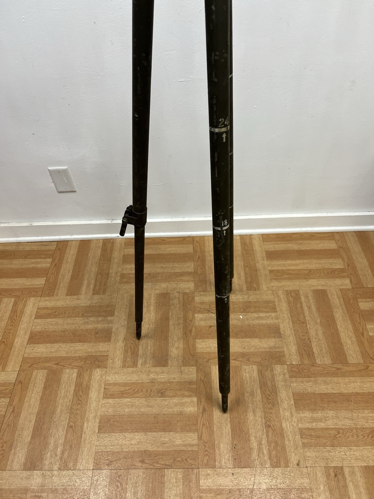 Vintage ALUMINUM TRIPOD metal military transit light stand survey industrial 4'