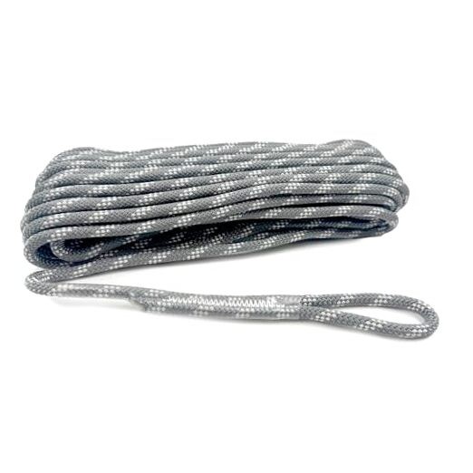 Heavy Duty Polyester Double Braided Rope, 1/4in X 55FT Gray - With Loop
