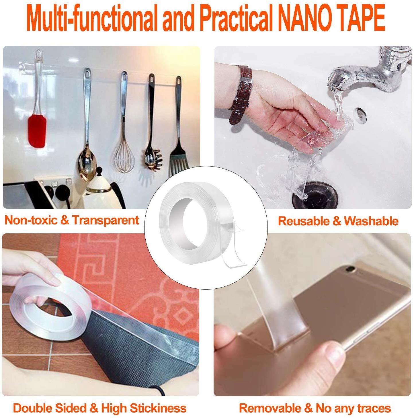 Nano Magic Tape Double Sided Traceless Washable Adhesive Invisible Gel 1M/3M/5M