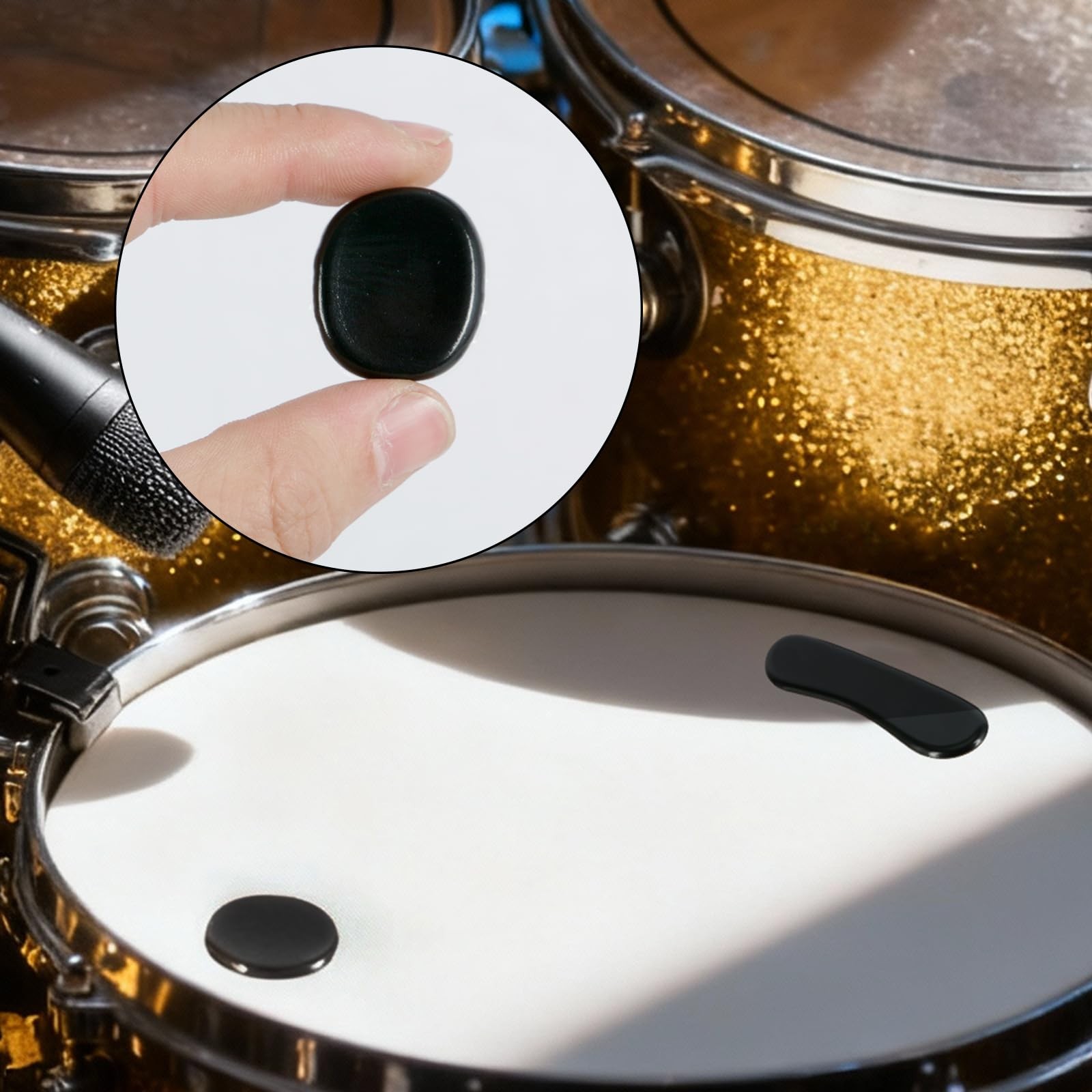 EASTROCK 16 Pieces Drum Damper Gel Pads, 2pcs Round and Long Black