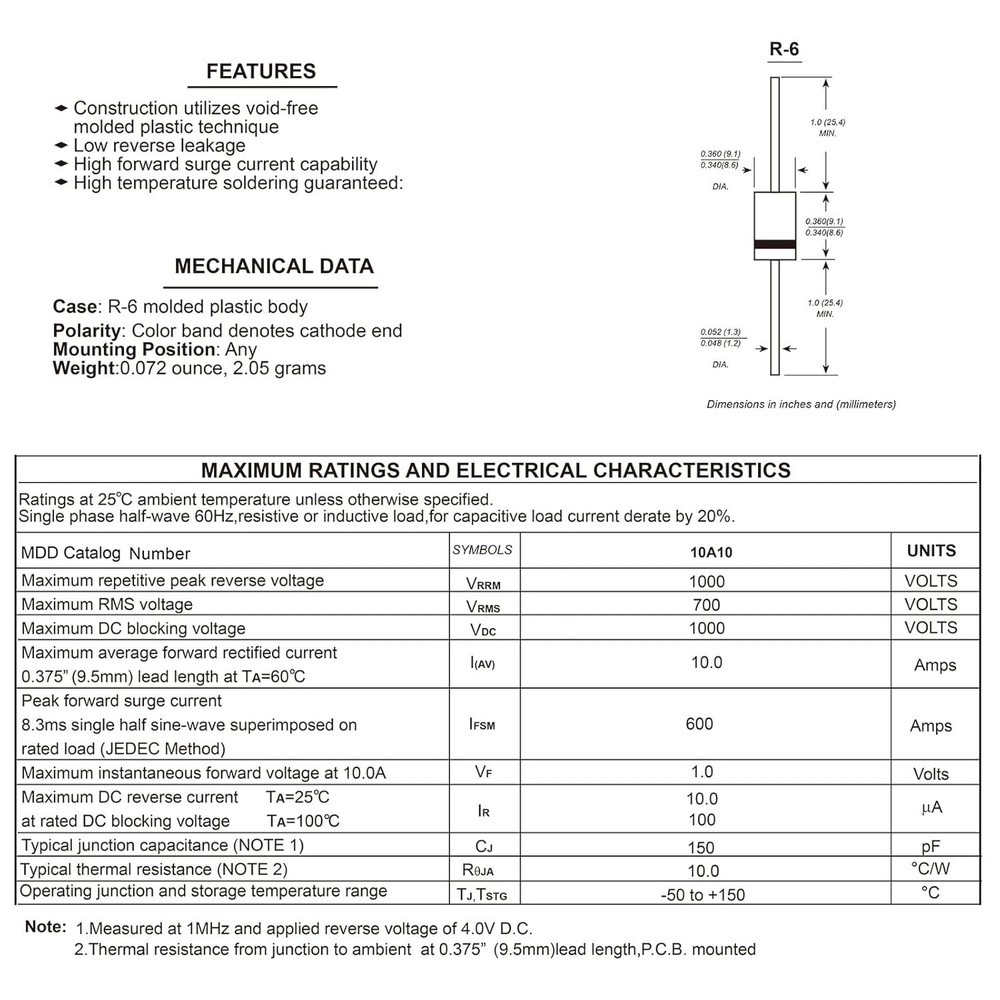 30Pcs 10A 1000V Schottky Rectifier Diodes - Perfect for Electronics Projects