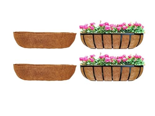 24 inch 2 Pack Half Rounded Rectangular Coco Liner for Window 24" (61cm) x 2