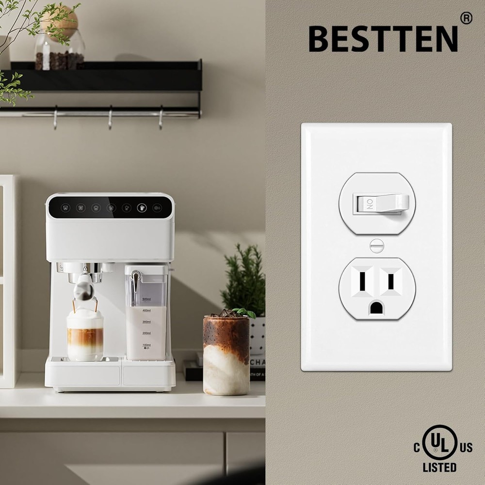 2 Pack Combination Toggle Light Switch and Duplex Receptacle Outlet, Single Pole