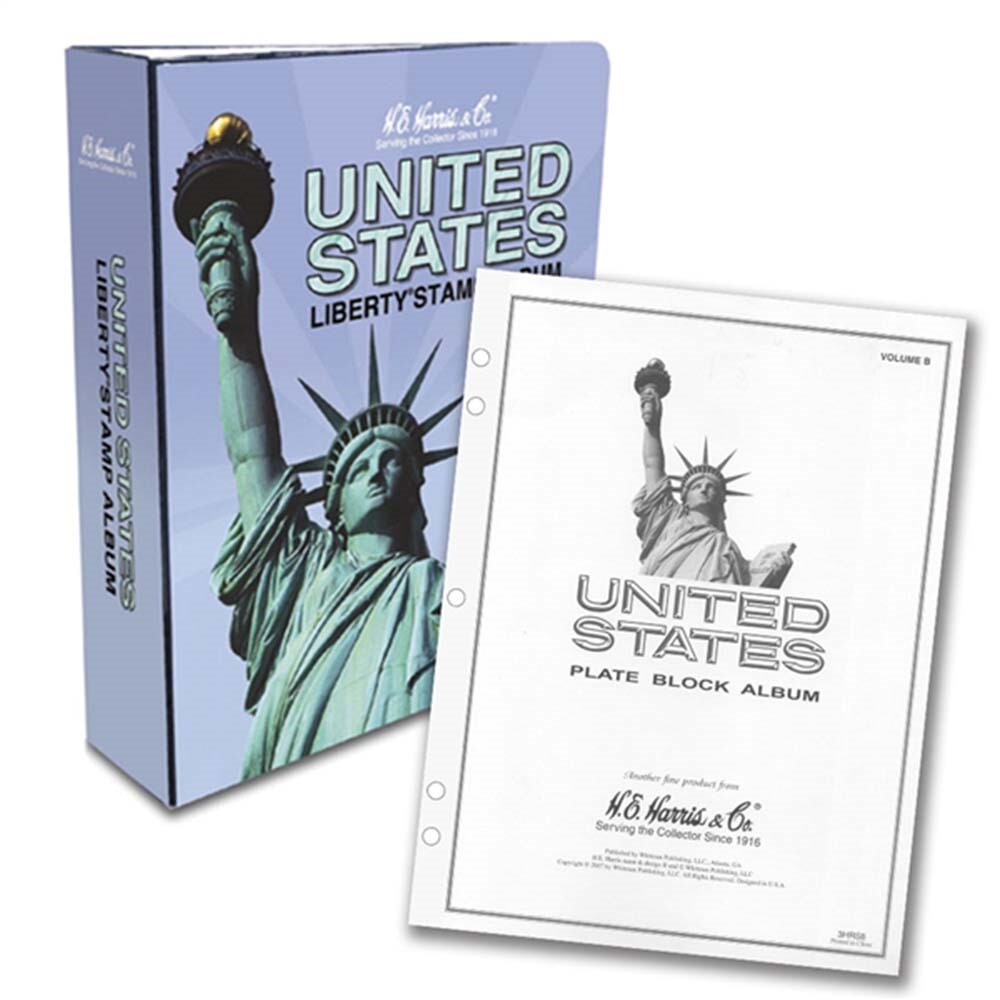 HE Harris Stamp Album US Plate Block Part B 1964 1989 Pages and Binder Free Post