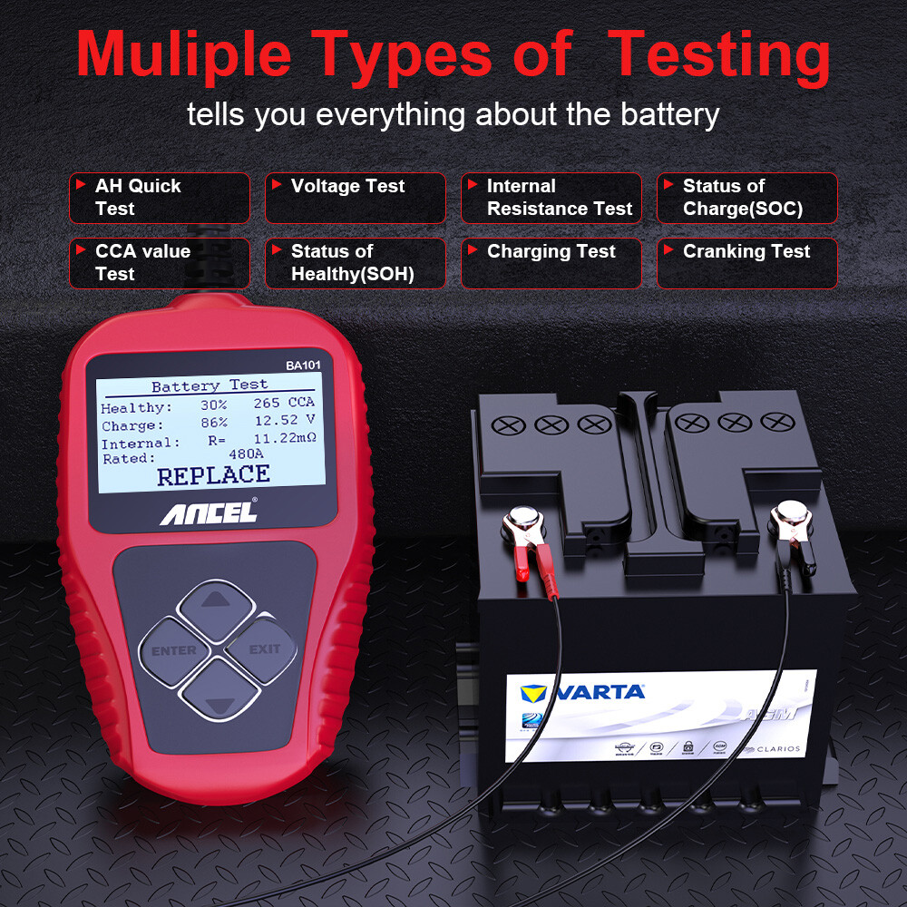 ANCEL BA101 12V 100-2000 CCA Battery Load Tester Digital Analyzer Bad Cell Test