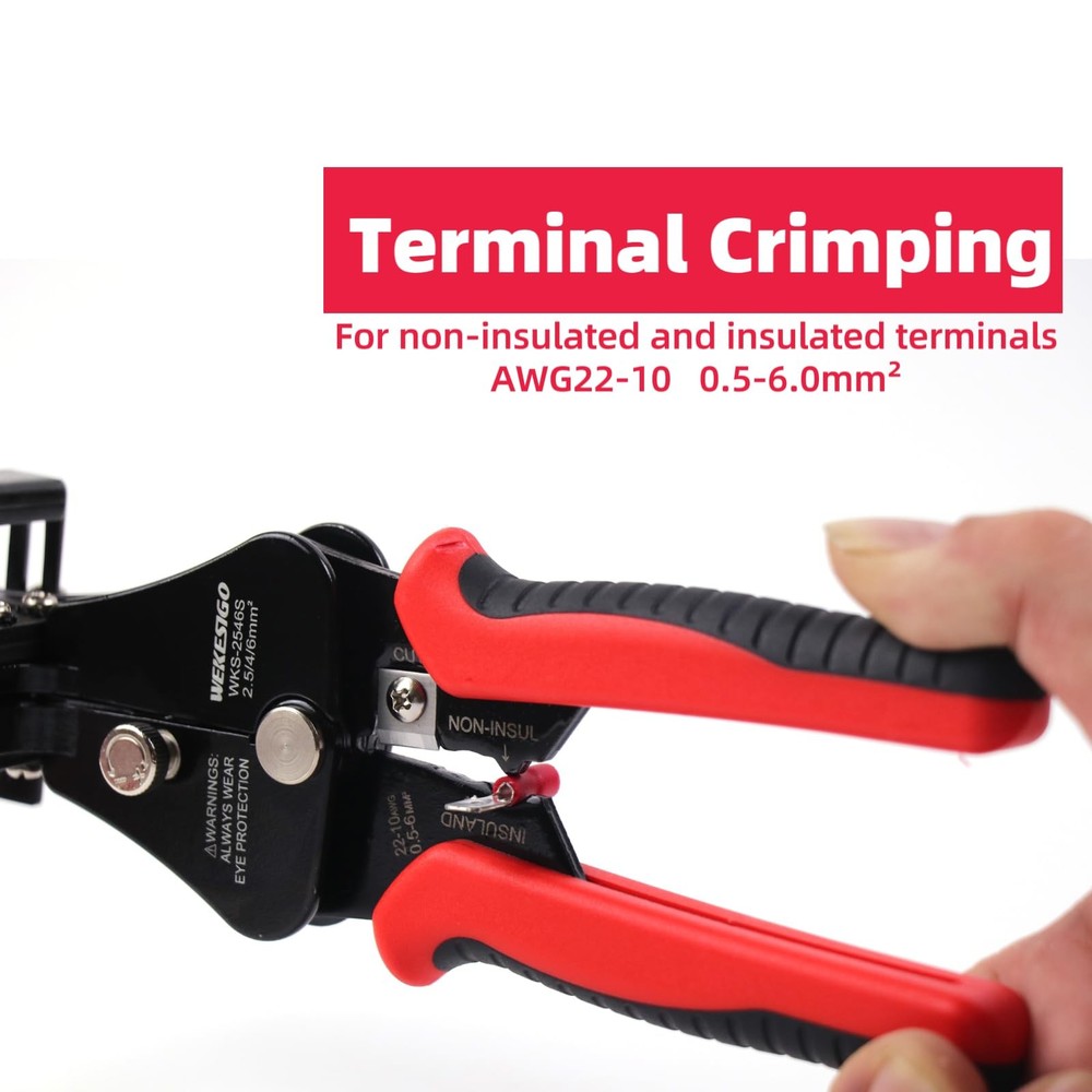 WEKESIGO 3 in 1 Adjustable Wire Stripper Tool, Automatic Solar Red/Black