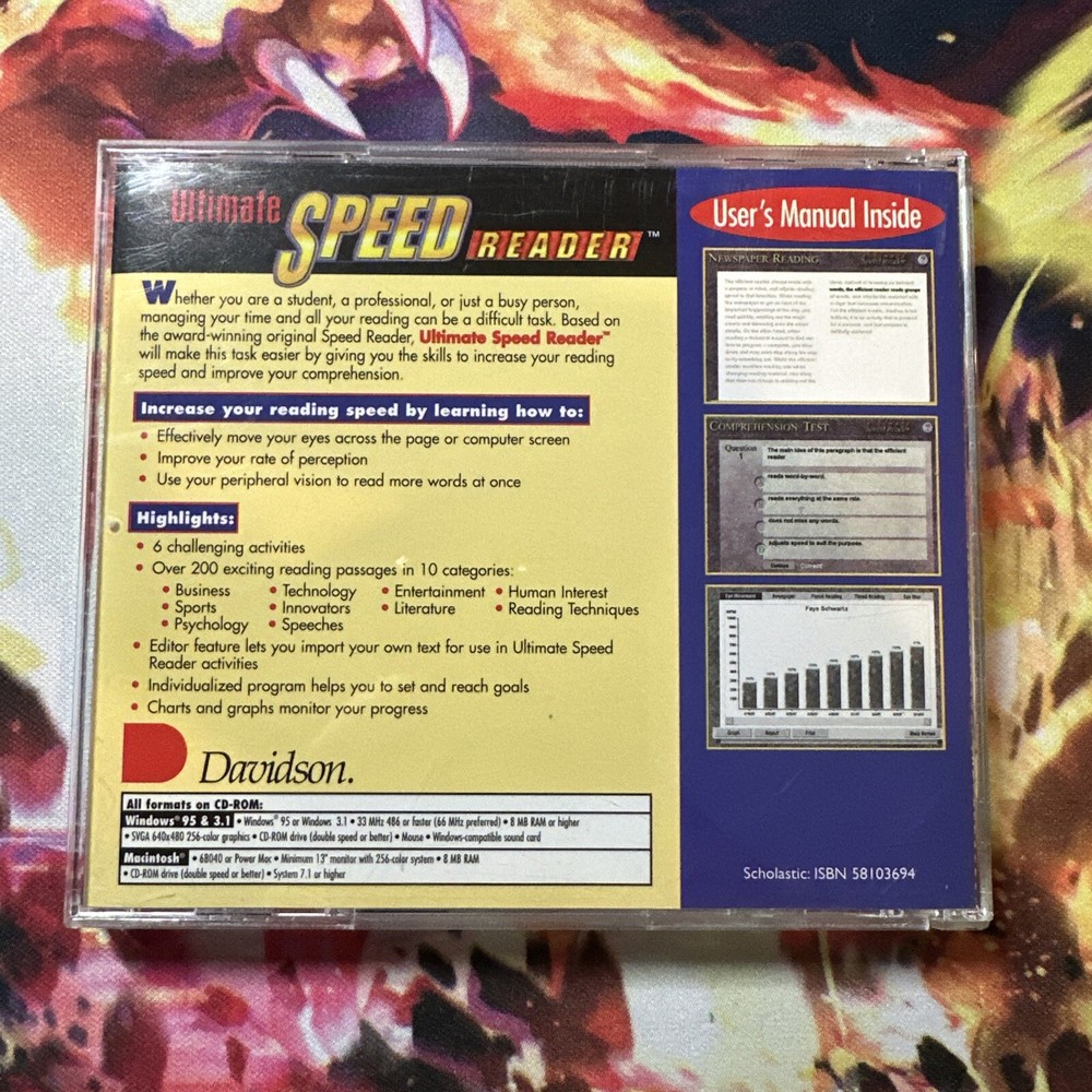 ULTIMATE SPEED READER (COMPLETE) VG CONDITION PC & MAC, CD ROM