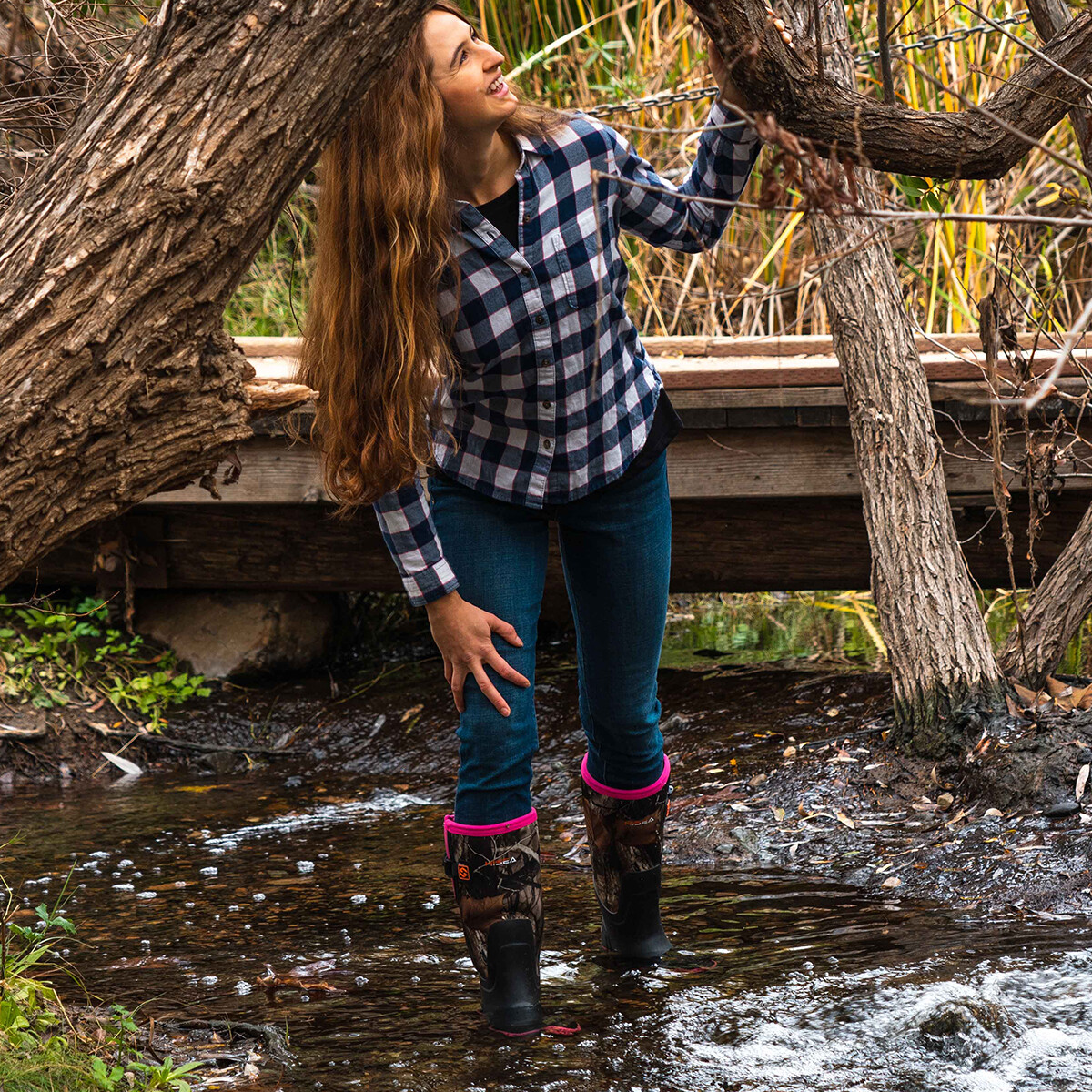 HISEA Women Chore Work Boots Waterproof Insulated Rubber Rain Snow Garden Boots